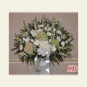 SB0750: Green and white  standard basket