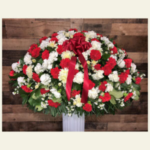 CS1450: Red and White Carnation Casket Spray
