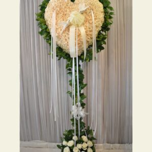 H0300: White rose bleeding heart with lemon leaf