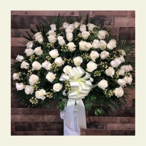 RB0250: All white rose basket