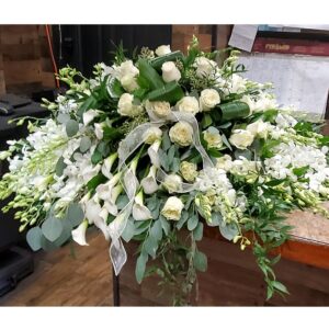 CS1350: All White Clustered Casket Spray